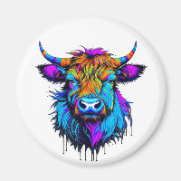 Cyberpunk Colourful Ai Highland Cow