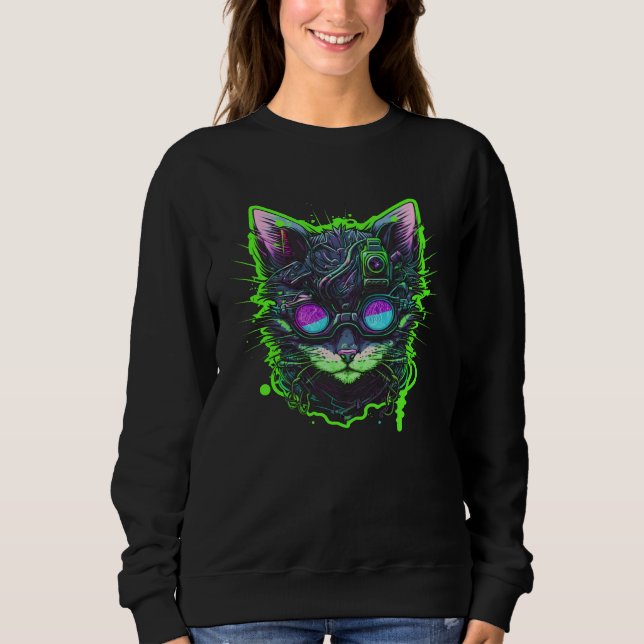 Cyberpunk Cool Cat Sweatshirt (Front)