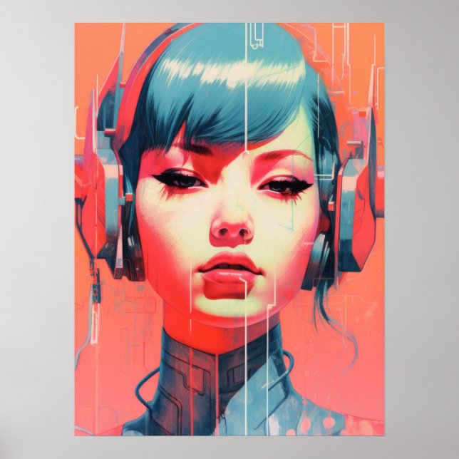 Cyberpunk Cyborg Girl Poster (Front)