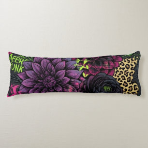 Cyberpunk Dark Floral Throw Pillow - Edgy Punk Roc