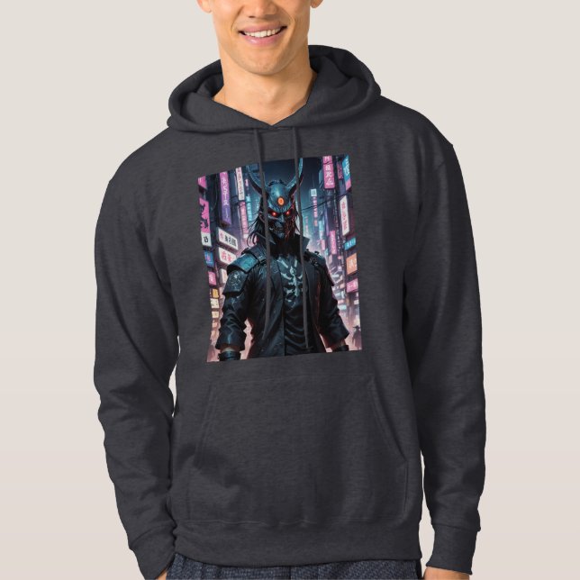 Cyberpunk Demon Samurai Hoodie (Front)