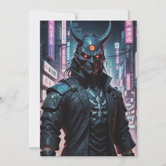 Cyberpunk Demon Samurai Invitation (Front)