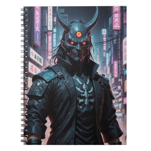 Cyberpunk Demon Samurai Notebook (Front)