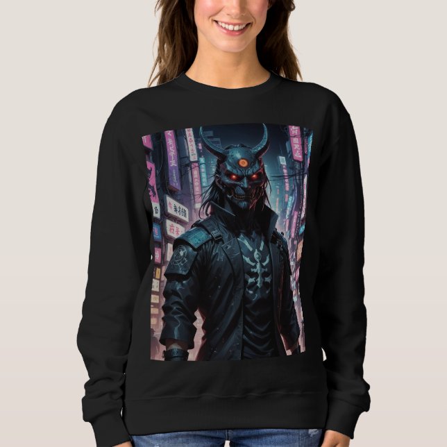 Cyberpunk Demon Samurai Sweatshirt (Front)