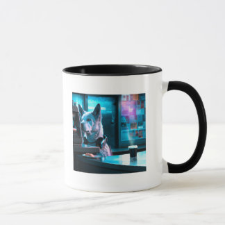 Cyberpunk Dog in Coffee Shop #2 AI Generated  Mug