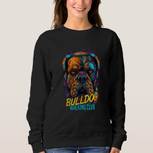Cyberpunk English Bulldog Walking Club Futuristic  Sweatshirt