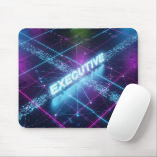 Cyberpunk Executive Neon Glowing Blue Grid Mouse Pad