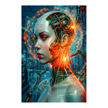 Cyberpunk Female Cyborg Neon Sci-Fi Tech Art