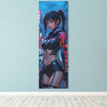 Cyberpunk Femme Fatale: Futuristic AI Android in