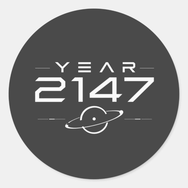 Cyberpunk Future Year 2147 Sci Fi Retro Futurism Classic Round Sticker (Front)