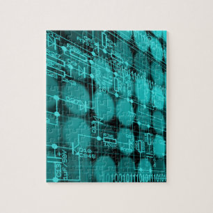 Cyberpunk Futuristic Computer Technology Circuit Jigsaw Puzzle