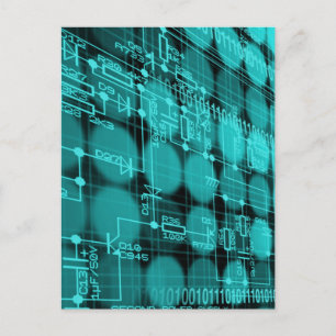 Cyberpunk Futuristic Computer Technology Circuit Postcard