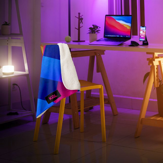 Cyberpunk Futuristic Vibrant Quilt - add initials  Sherpa Blanket (Creator Uploaded)