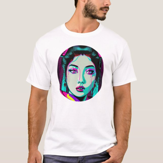 Cyberpunk Geisha Men's Basic T-Shirt  (Front)