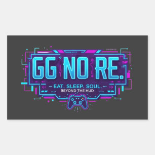​Cyberpunk GG NO RE Gaming Aesthetic - Neon Gamer  Rectangular Sticker