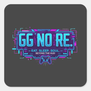 ​Cyberpunk GG NO RE Gaming Aesthetic - Neon Gamer  Square Sticker