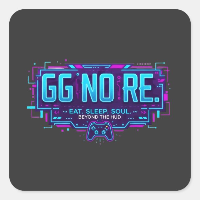 ​Cyberpunk GG NO RE Gaming Aesthetic - Neon Gamer  Square Sticker (Front)