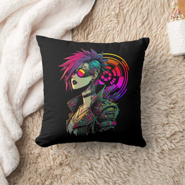Cyberpunk Girl Cushion (Blanket)