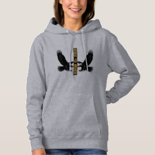 Cyberpunk Glitch Eagle Womens Hoodie