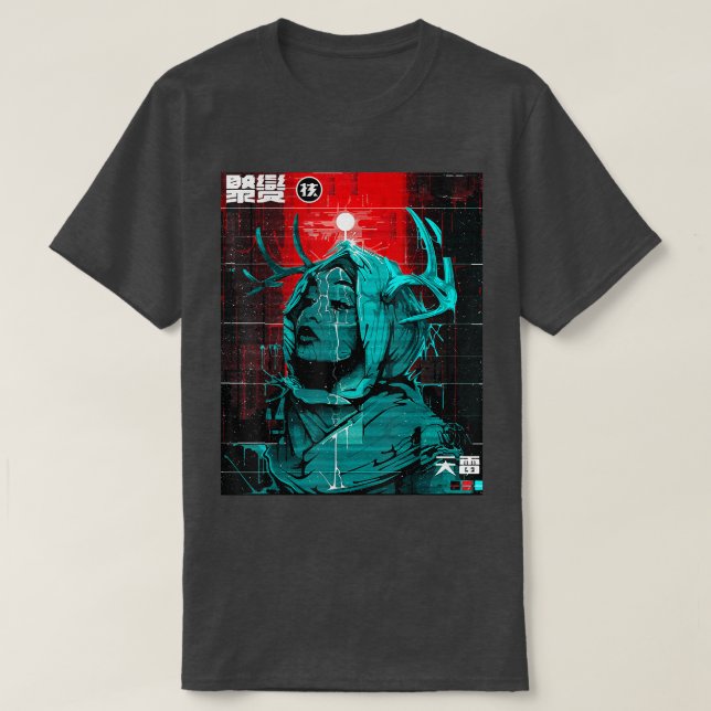 Cyberpunk Glitch Girl Urban Style Design Vaporwave T-Shirt (Design Front)