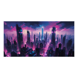 Cyberpunk Glow Cityscape – Futuristic Neon Skyline Poster