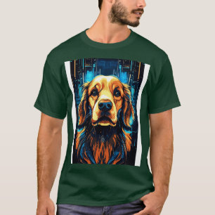 Cyberpunk Golden Retriever Dog Breed Futuristic T-Shirt