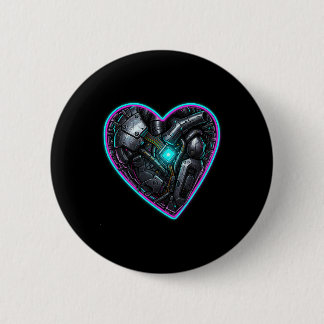 Cyberpunk Heart Valentine Pulse 6 Cm Round Badge
