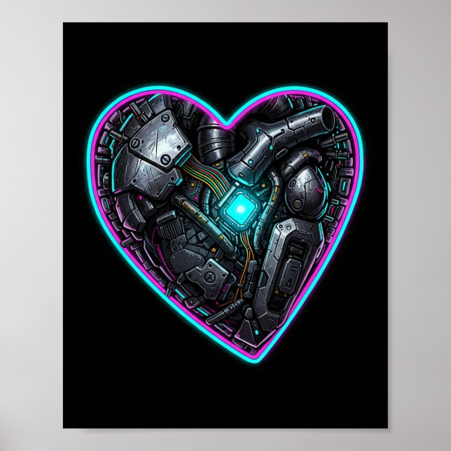 Cyberpunk Heart Valentine Pulse  Poster (Front)