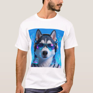 Cyberpunk Husky   Neon Tech-Style Avatar T-Shirt