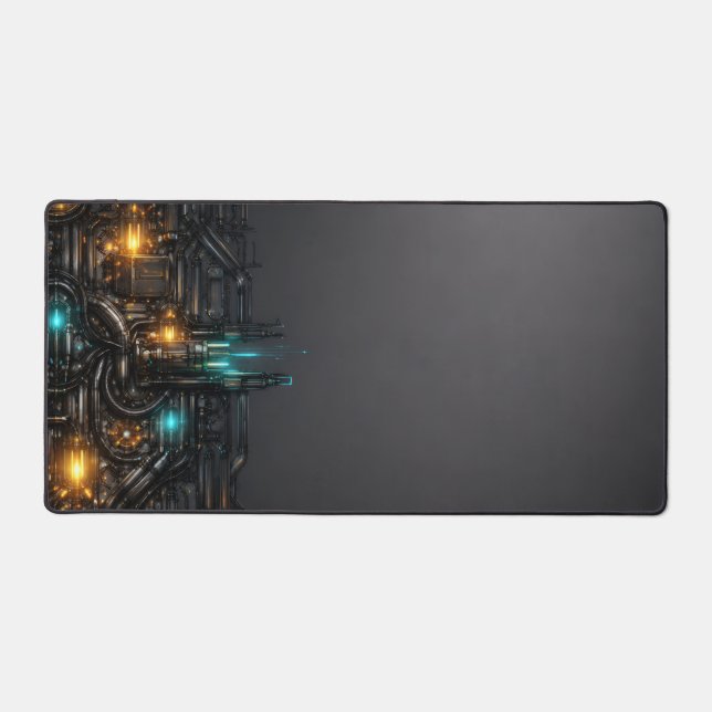 Cyberpunk Industrial Scavenger Tech Desk Mat (Front)