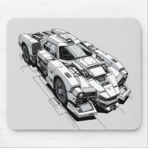 Cyberpunk Ink Car Illustration Mouse Pad