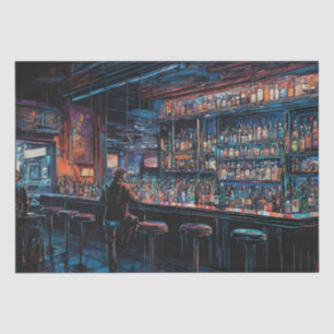 Cyberpunk Ink Painting of a Bar Tissue Paper