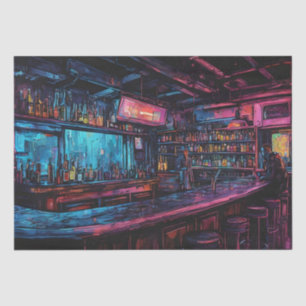 Cyberpunk Ink Painting of a Bar Tissue Paper