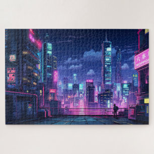 Cyberpunk Japan Rooftop Jigsaw Puzzle