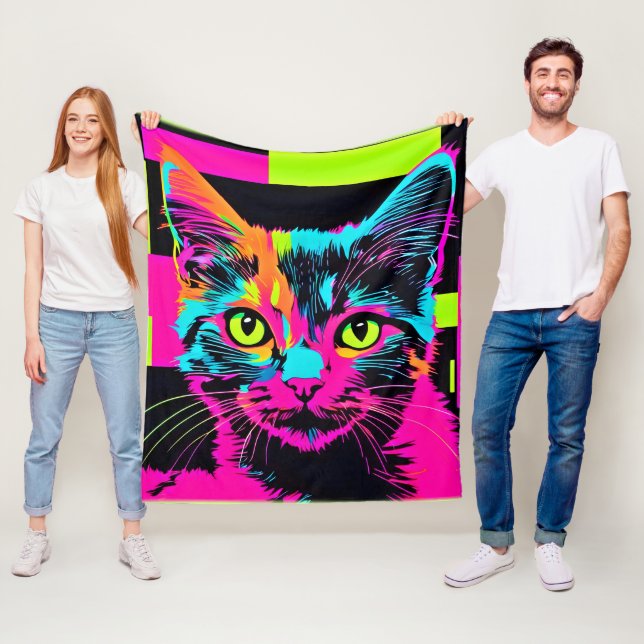Cyberpunk Kitty Art Fleece Blanket (In Situ)