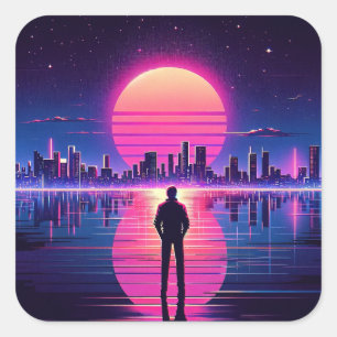 Cyberpunk Man Square Sticker