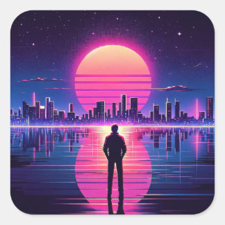 Cyberpunk Man Square Sticker