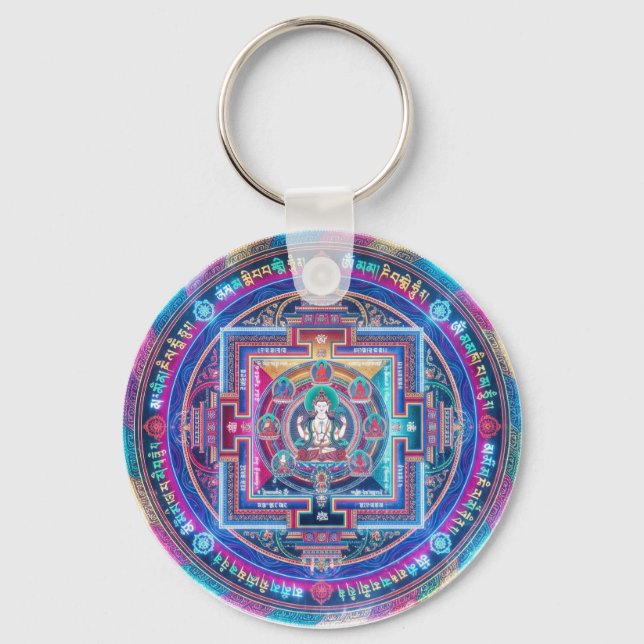 Cyberpunk Mandala Key Ring (Front)