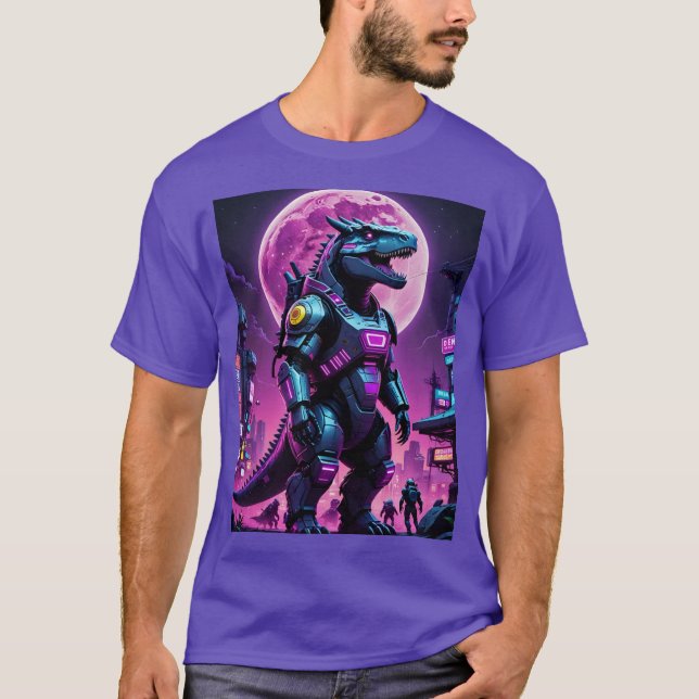 Cyberpunk Mecha Dino Moonlight Tee (Front)