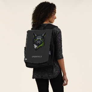 Cyberpunk Mecha Wolf Custom Operator ID Backpack
