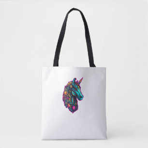 Cyberpunk Metal Unicorn Tote Bag