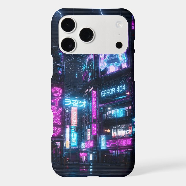 Cyberpunk Neon Anime Girl Glitch Phone Case (Back)