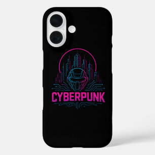 Cyberpunk Neon City Logo – Futuristic Tech Aesthet iPhone 16 Case