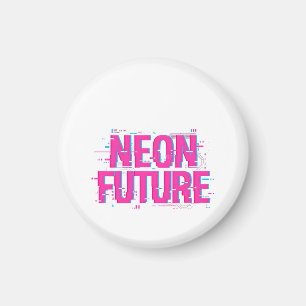 Cyberpunk Neon Future Glitch Typography Magnet