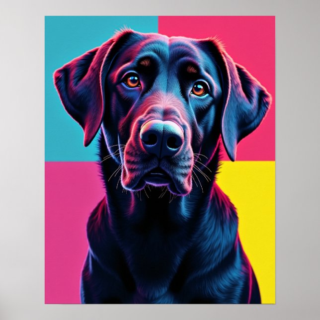 Cyberpunk Neon Labrador Pop Art Poster (Front)