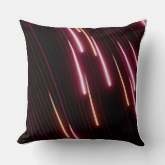 Cyberpunk Neon Light Trails Abstract Throw Pillow