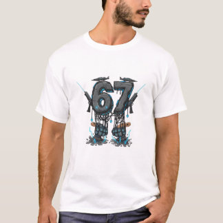 Cyberpunk Neon Number Sixty-Seven Futuristic Sci-F T-Shirt