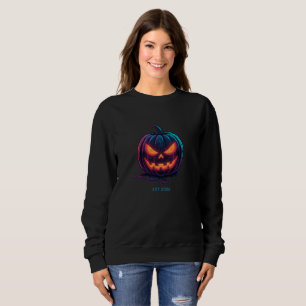 Cyberpunk Neon Pumpkin Halloween Sweatshirt