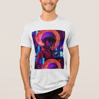 Cyberpunk Neon Samurai T-Shirt॥  Tri-Blend Shirt