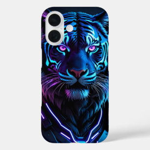 Cyberpunk Neon Tiger With Futuristic City iPhone 16 Case